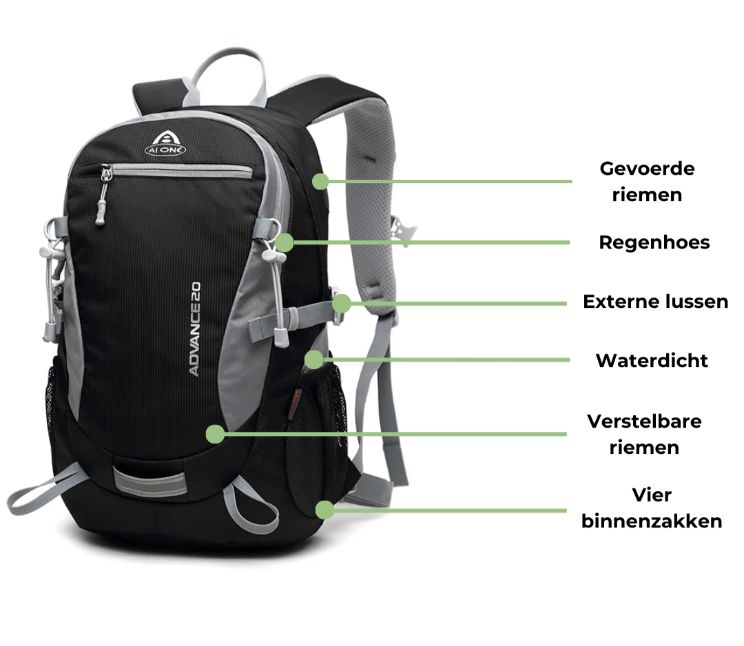 Wandelen Rugzak 20L Waterdicht en Lichtgewicht met Regenhoes