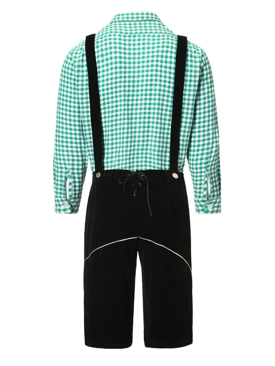 Lederhosen Kostuum Set met Geruit Overhemd voor Oktoberfest