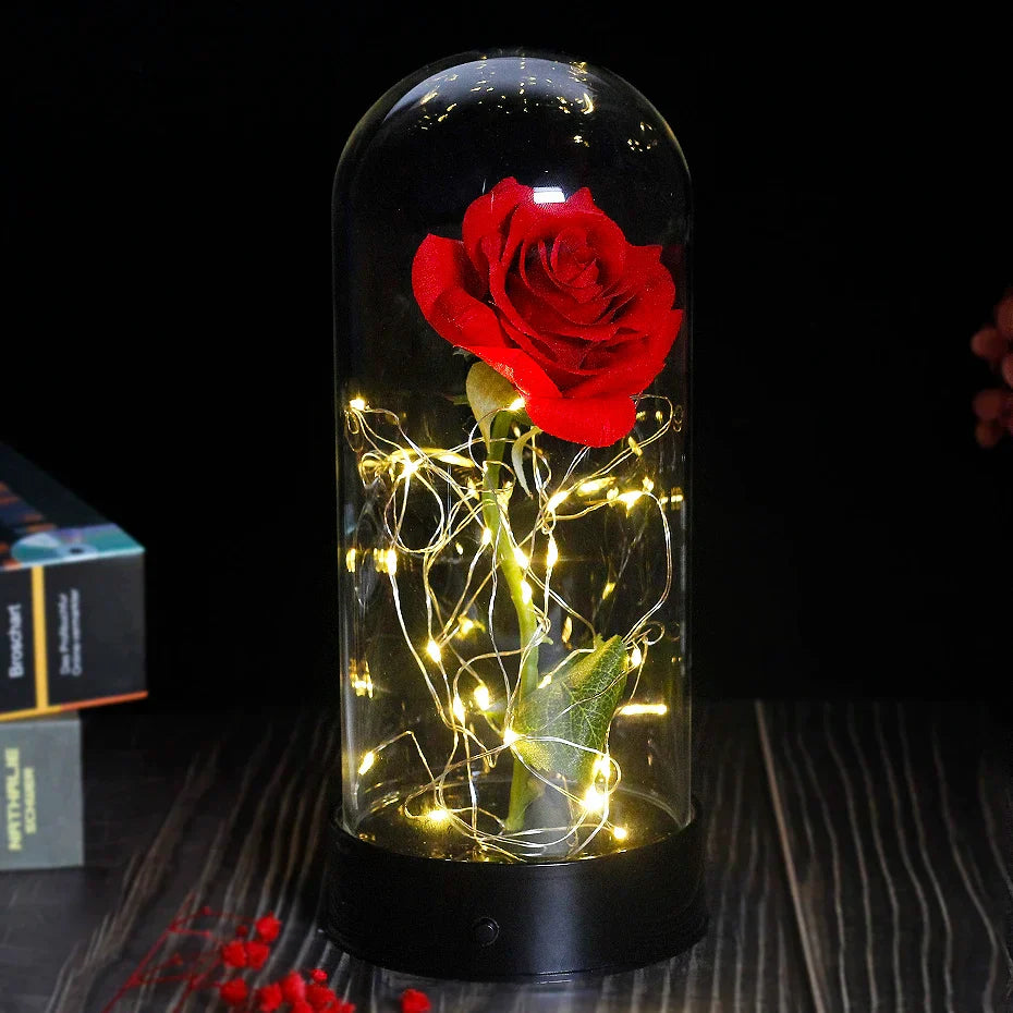 LED Rooslamp Rood Verlichting in Glazen Fles