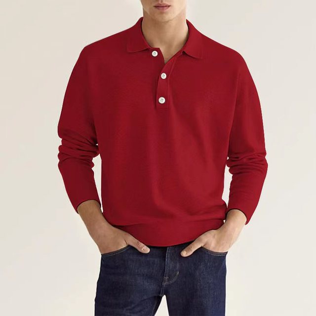 Mannen Poloshirt Lange Mouw Klassiek Stijlvol