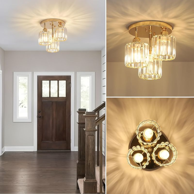 Kristallen Plafondlamp Glazen Kap Luxe Design