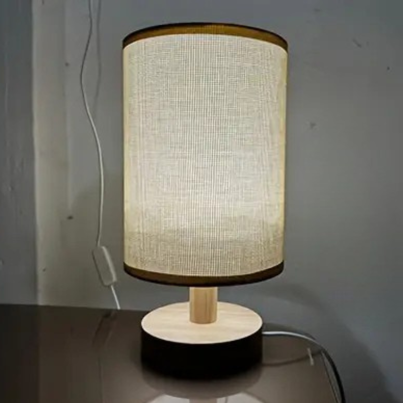 LED Tafellamp Houten Basis Stoffen Kap Minimalistisch Design