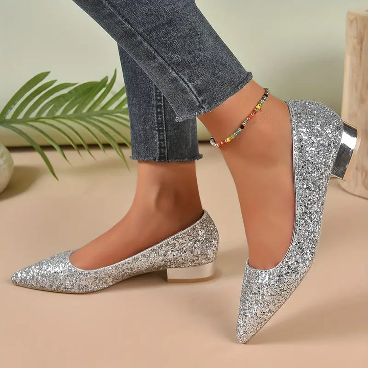 Glitter Schoenen Lage Hak Feestelijke Dameschoenen