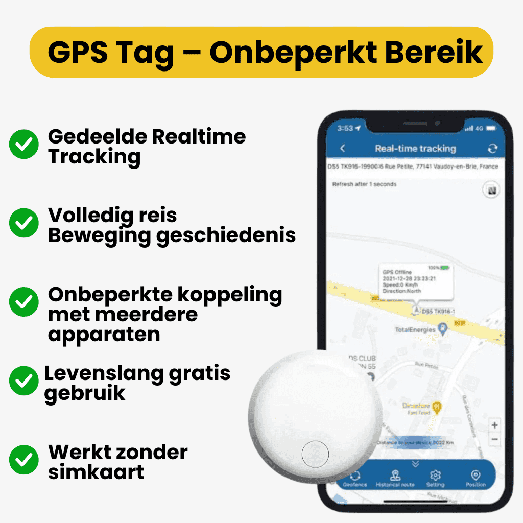 AutoGuard™ – GPS Tracker Auto Zonder Abonnement met Realtime Locatie