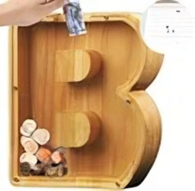 Houten Spaarpot Gepersonaliseerd met Naam of Initialen