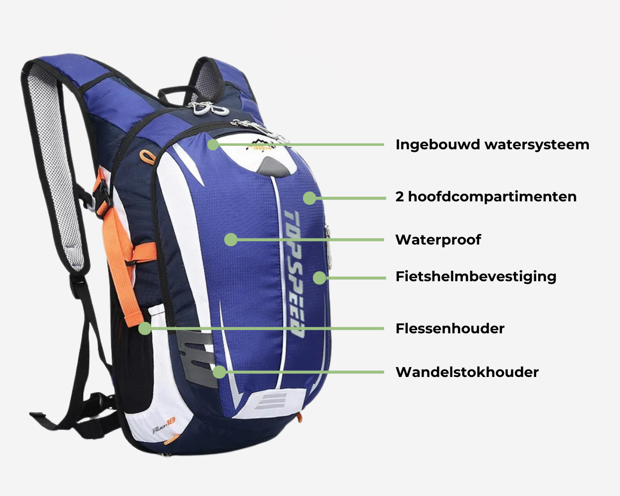Fietsrugzak 18L met Waterzak en Regenhoes