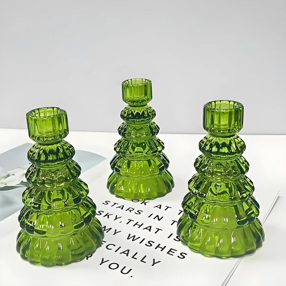 Glas Kaarsenhouder Set Boomvormig 3-delig voor Tafeldecoratie