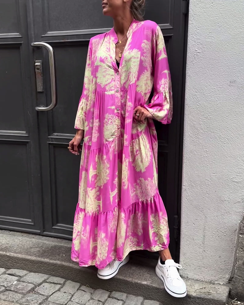 Eliana™ – Dames Zomerjurk met V-hals en Ademend Bloemenpatroon