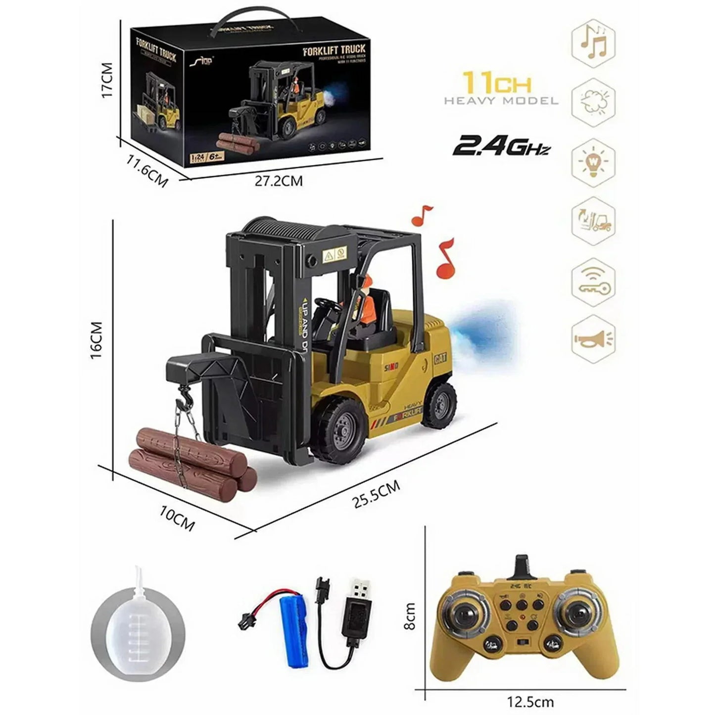 RC Heftruck met 6 Functies en Oplaadbare Batterij