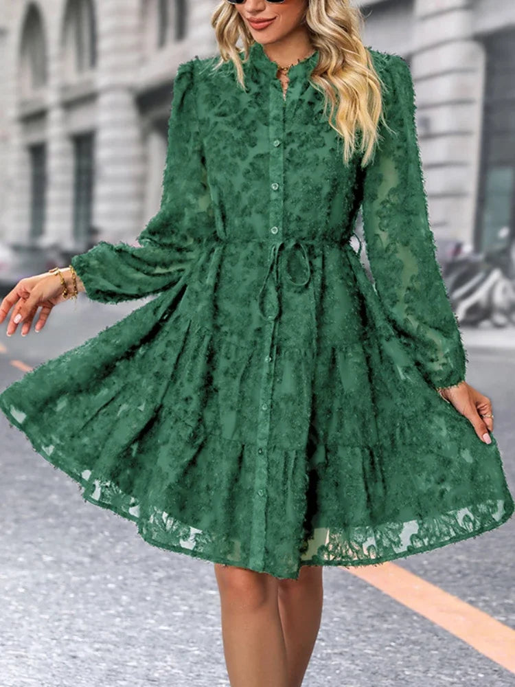 Francesca™ – Dames Jurk met Geborduurde Details en Elegante Charme