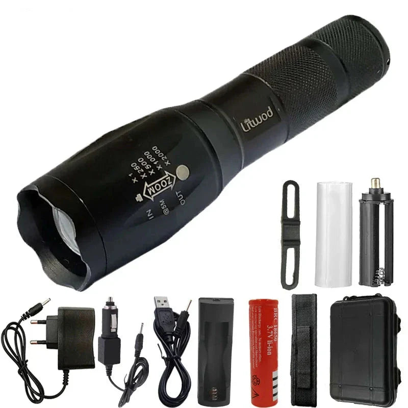 LED Zaklamp Tactisch met 5 Standen en Zoomfunctie