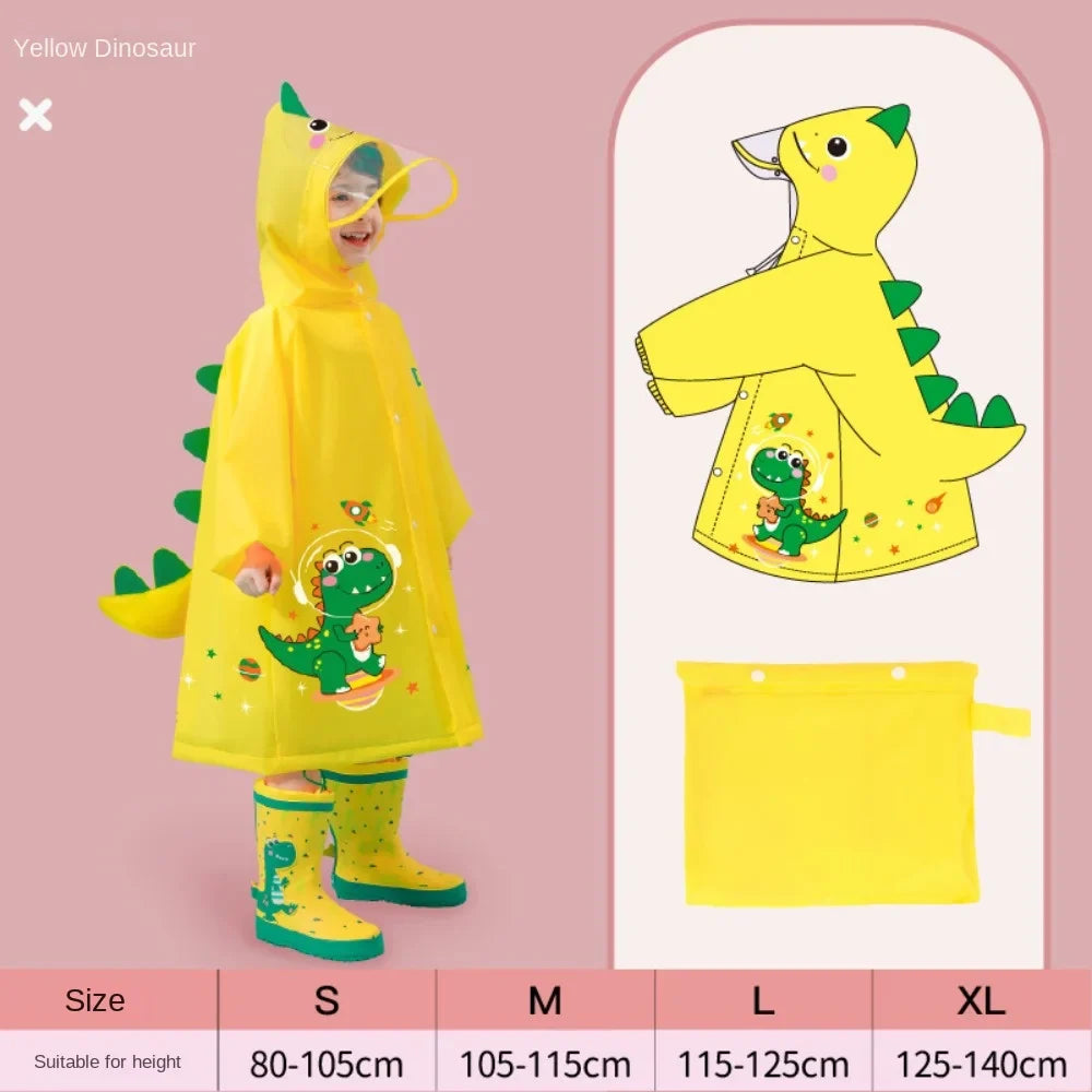 Kinderregenponcho Waterdicht Dinosaurus Eenhoorn Voor School