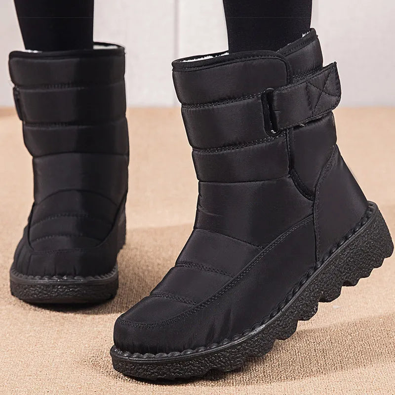 Dames Winterschoenen Waterdicht Zwart Bontgevoerd