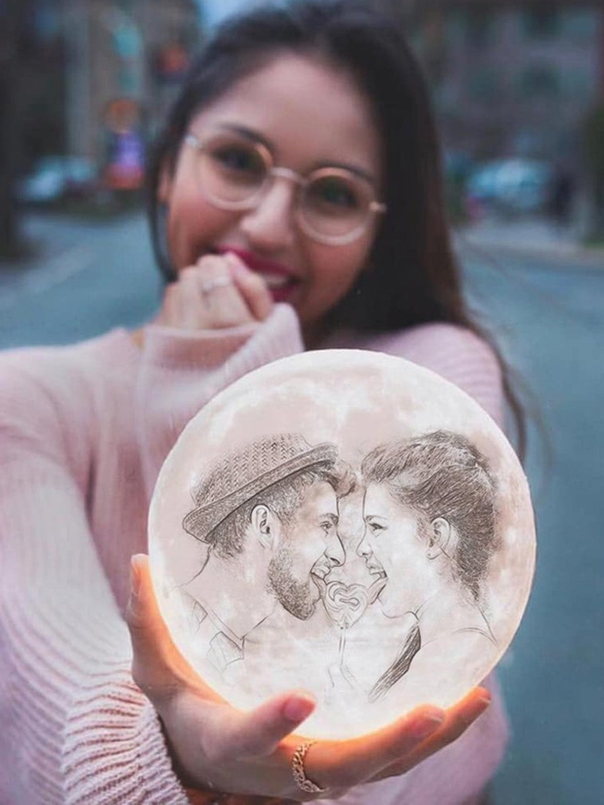 Persoonlijke Maanlamp Gepersonaliseerd Lederen Label
