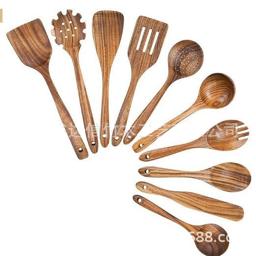 Teak Keuken Set Natuurlijk Houten Bestek