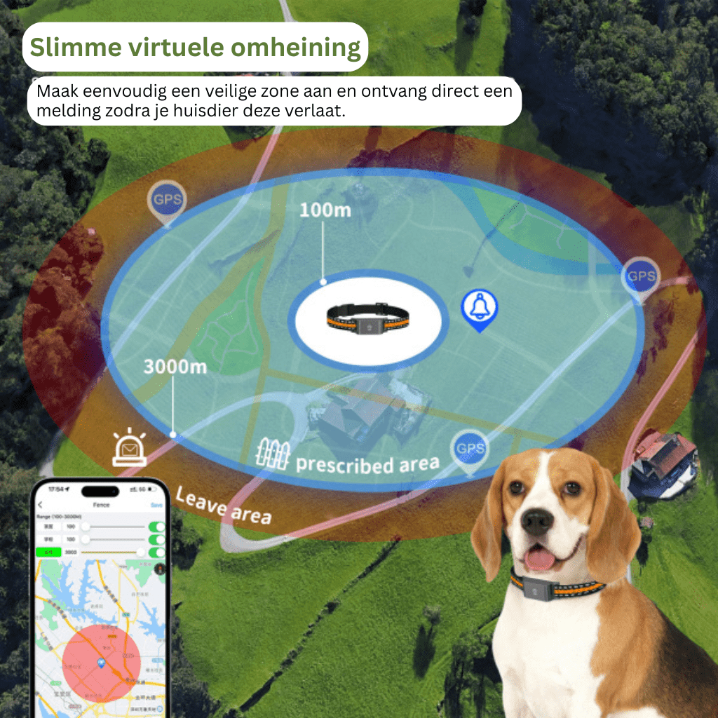 PawSecure™ – GPS Halsband Hond Zonder Abonnement met Licht & Realtime Tracking