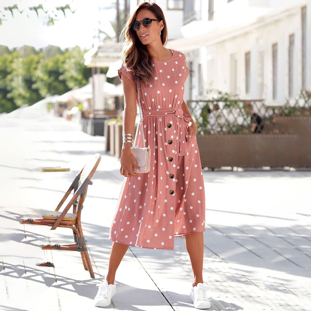 Variant image for Barbro™ – Dames Midi Zomerjurk Ademend Comfort met Stippenpatroon-5