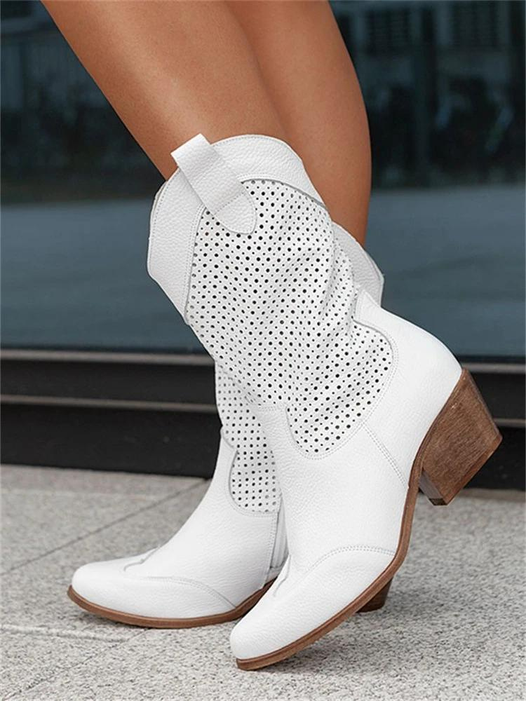Dames Westernlaarzen Leer Comfort Middelhoog Model Alvara