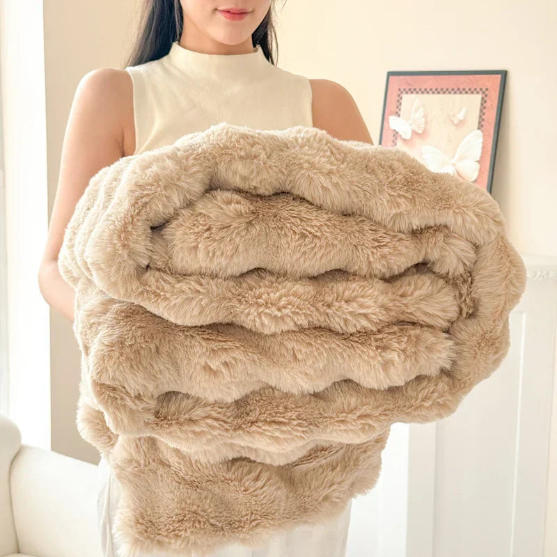 Zachte Fleece Deken Extra Dik Dubbel Laags Konijnenbont Imitatie