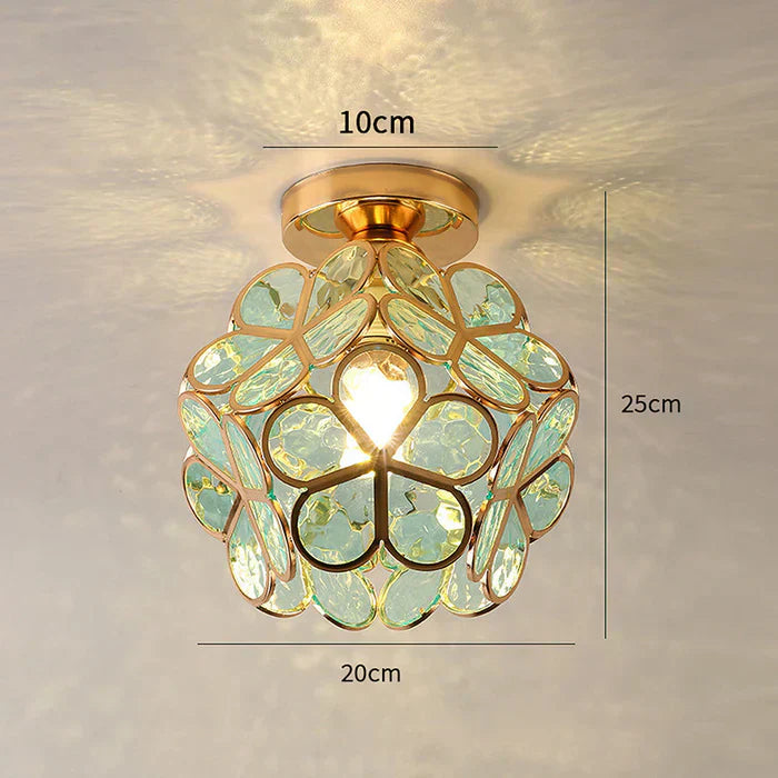 Elegante Glazen Plafondlamp met Bloemenpatroon