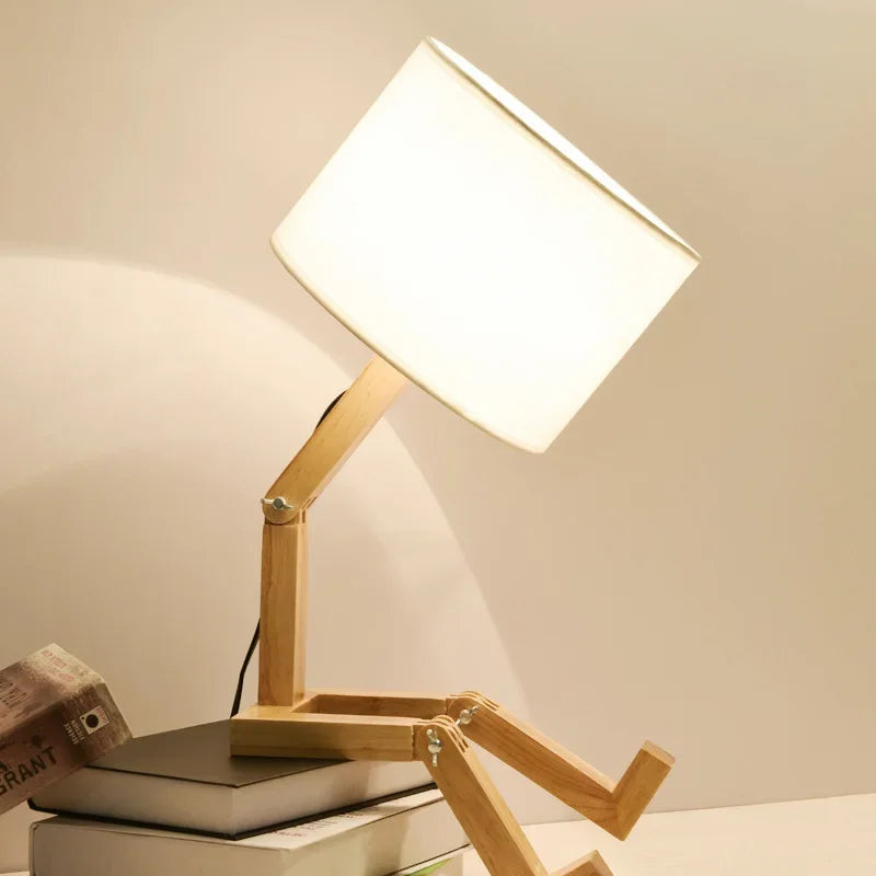 Houten Tafellamp Verstelbaar met Boekenrek en LED Licht