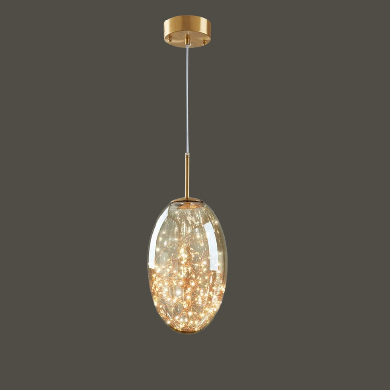 Glas Hanglamp Grijze Kleur met Sterrenhemel Effect Modern Design