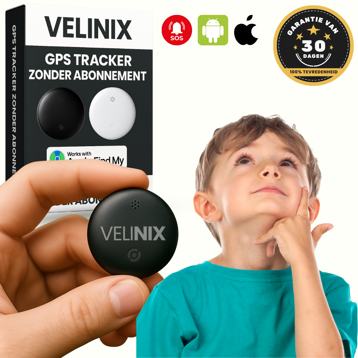 Velinix™ – GPS Tracker Kinderen Zonder Abonnement, Compatibel met Android & iOS