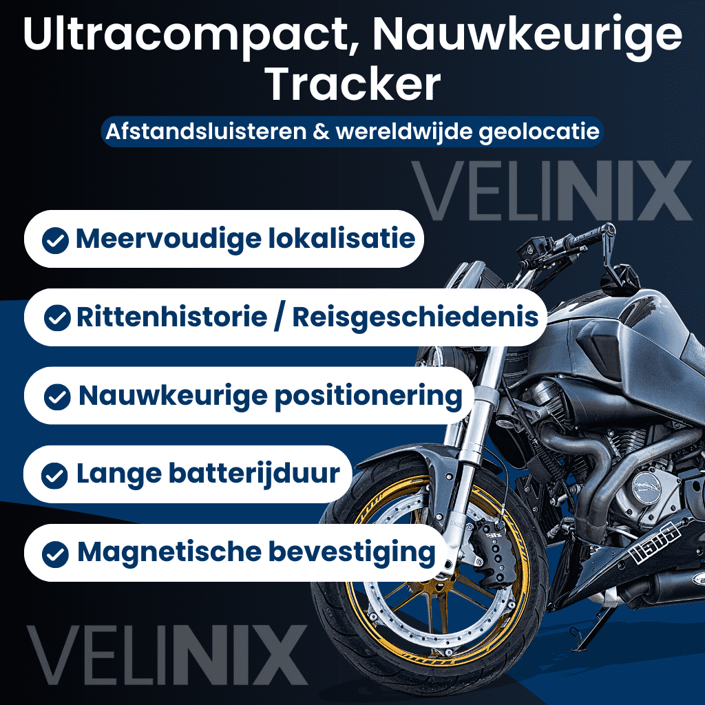 Velinix™ – Motor GPS Tracker Zonder Abonnement, Compact & Nauwkeurig