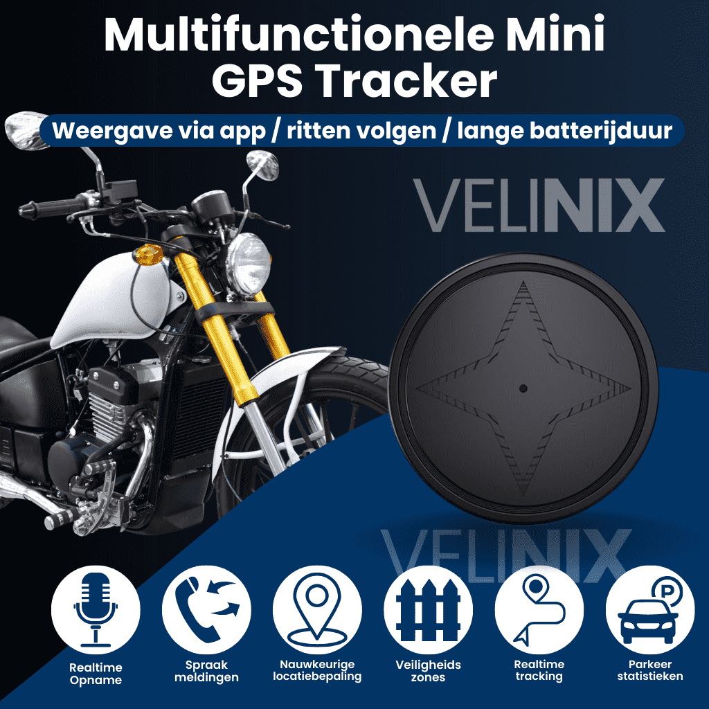 Velinix™ – Motor GPS Tracker Zonder Abonnement, Compact & Nauwkeurig