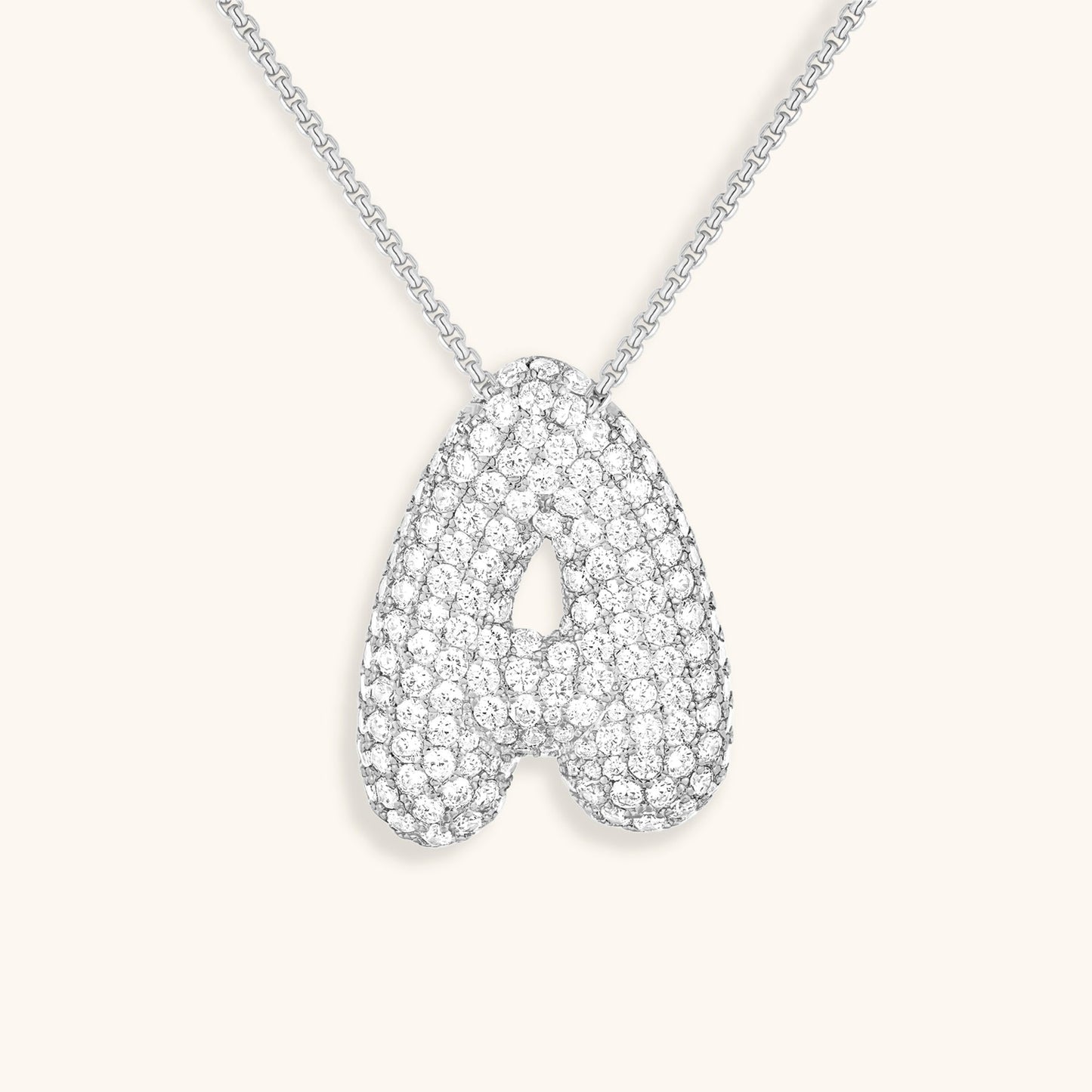 Glitter Diamant Initial Halsketting Zilver