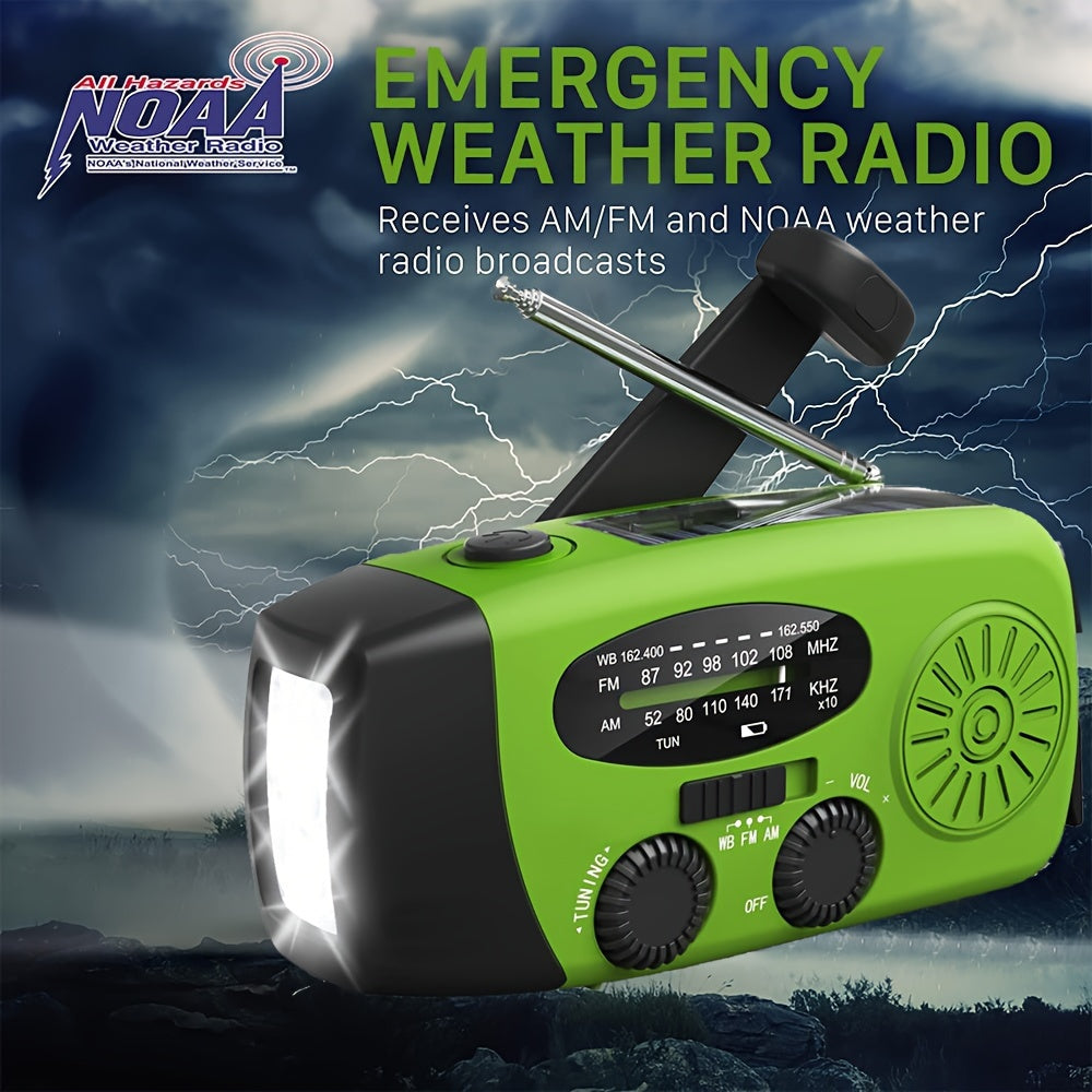 Noodradio met Powerbank, Zonne-energie, Handcrank en Zaklamp voor Buiten