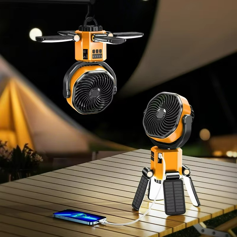 Camping Ventilator Draagbaar met LED Licht en 4 Snelheden