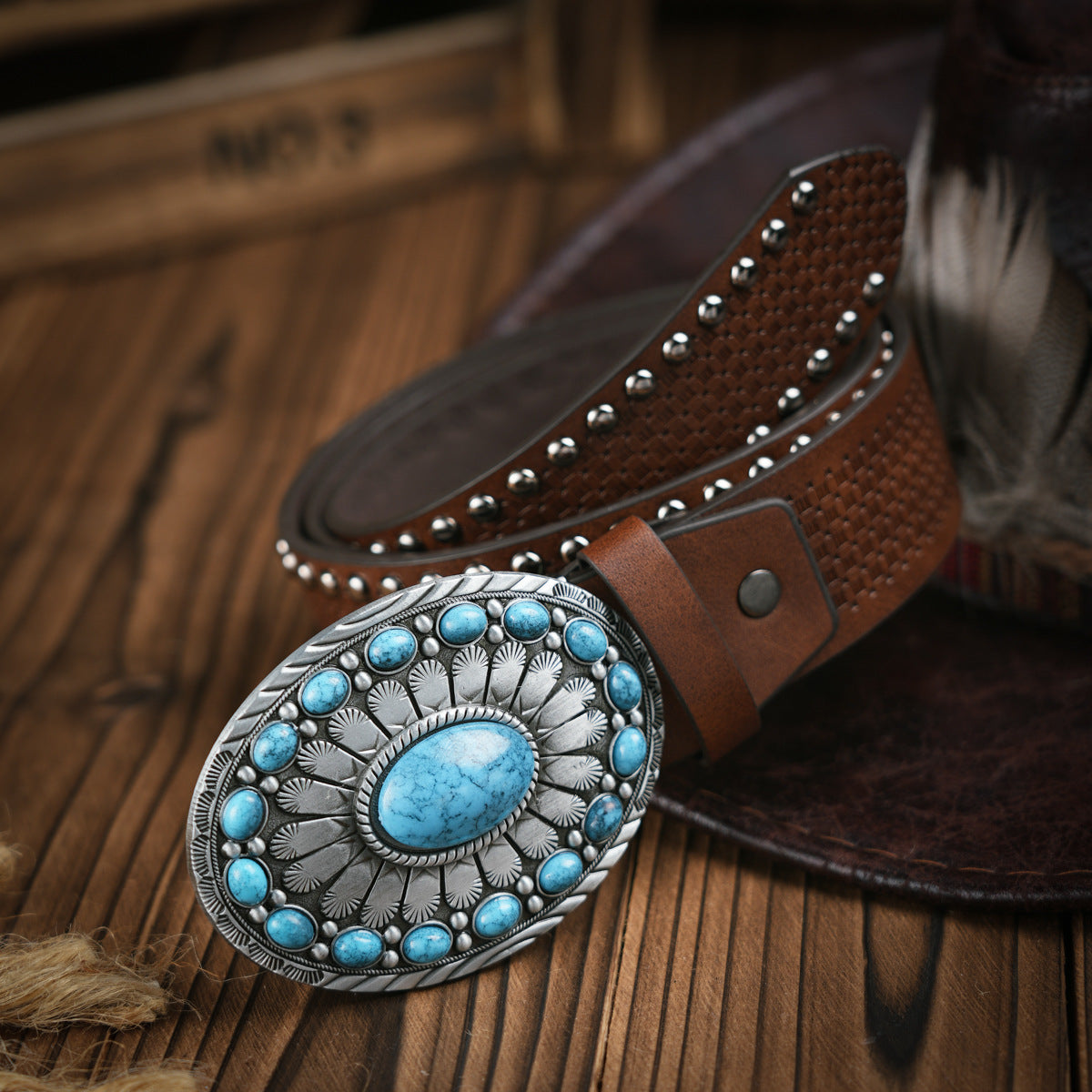 Herenriem Vegan Leer Robuuste Metalen Gesp Western Stijl