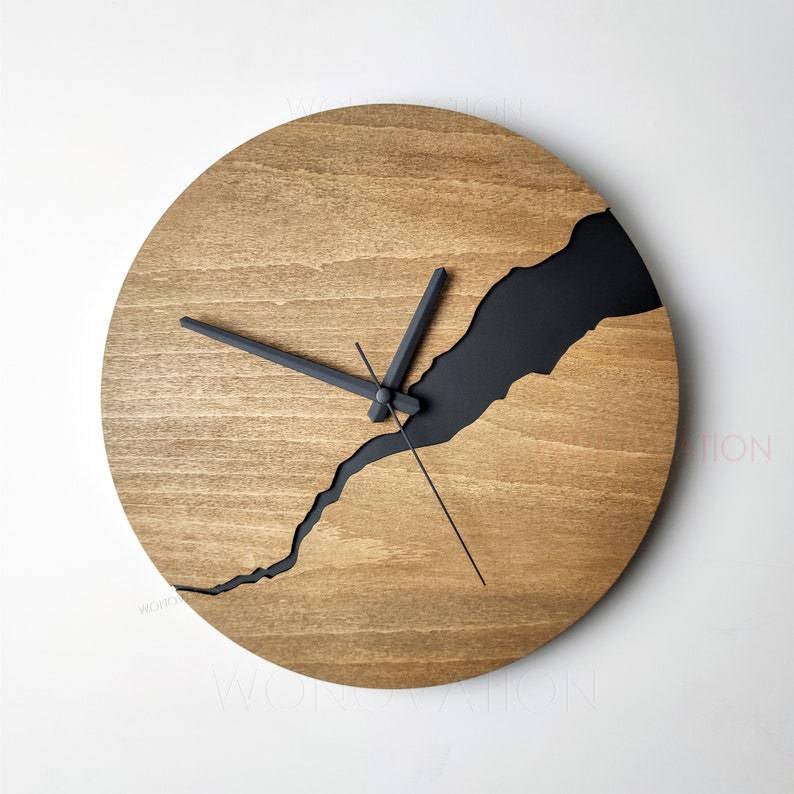 Houten Wandklok Modern Minimalistisch Design voor Woonkamer
