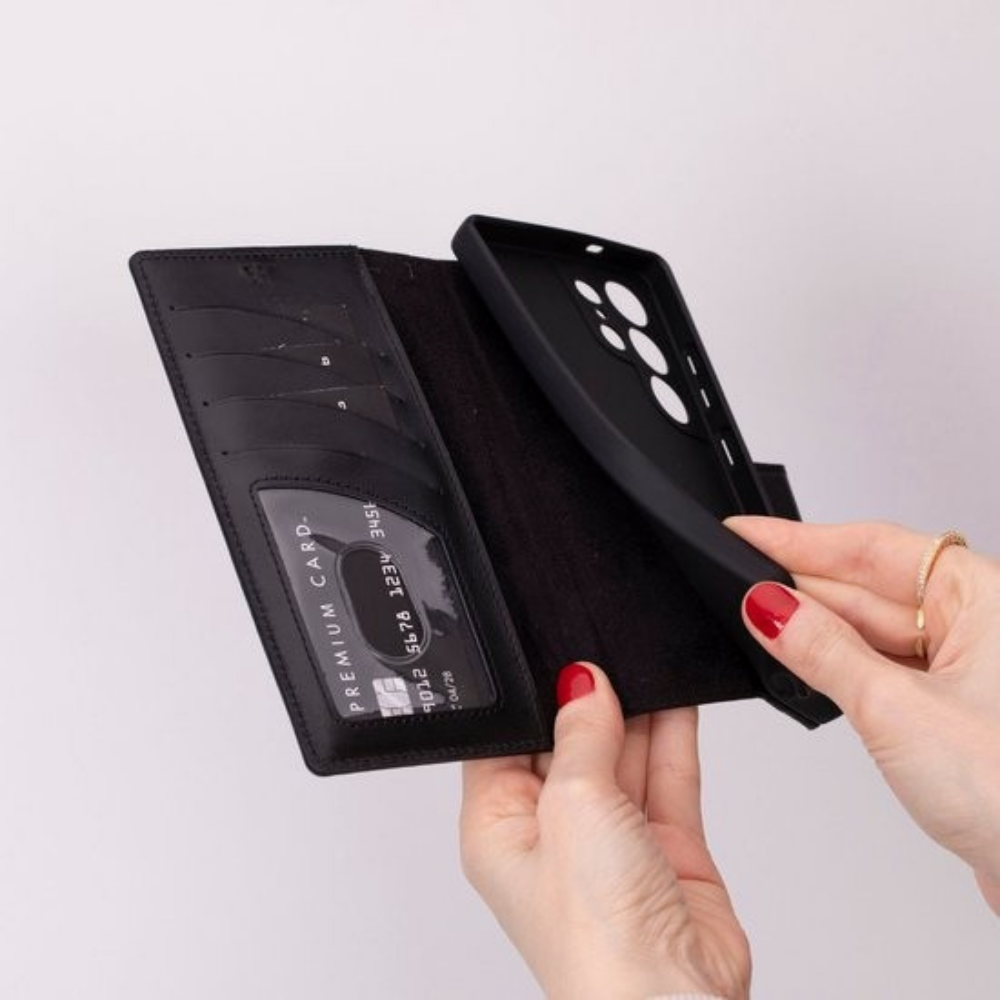 Telefoonhoesje Leer met Pasjeshouder en Kickstand