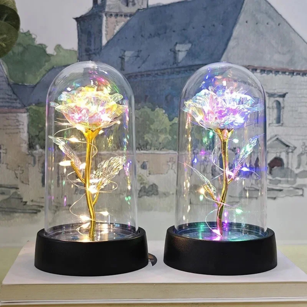 Tafellamp LED Glazen Stolp Sfeer Verlichting Moderne Roos Design