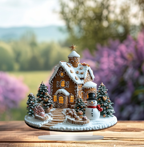 Kersttafeldecoratie Peperkoekhuis met Lichtjes