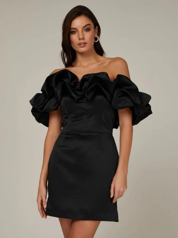 Variant image for Madison™ – Dames Off-Shoulder Satijnen Jurk met Ruches & Tijdloze Elegantie-13