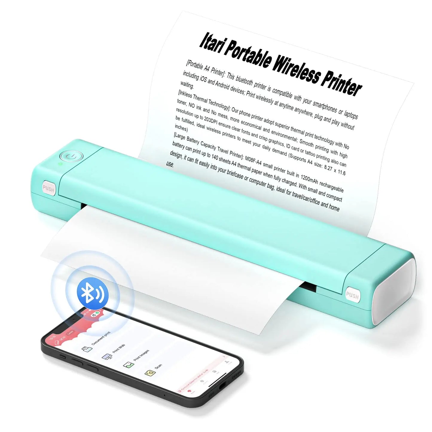Draagbare Bluetooth Printer Inktloos Thermisch Printen
