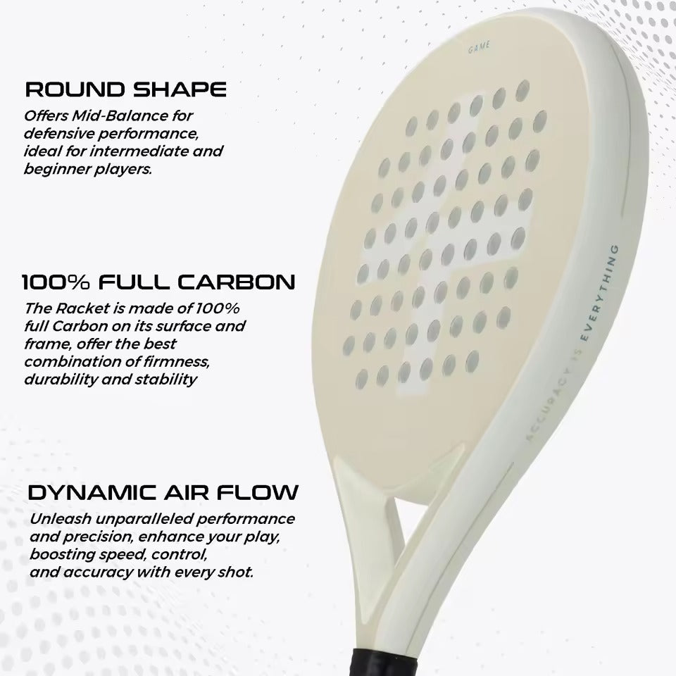 Padelracket Carbon Licht en Krachtig voor Volwassenen