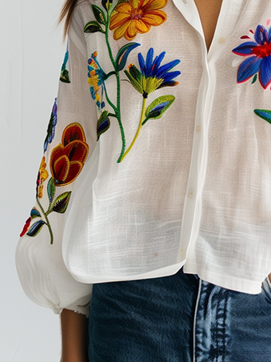 BloemZomer™ – Dames Blouse van Katoen met Vrolijke Bloemenprint en Comfort-4