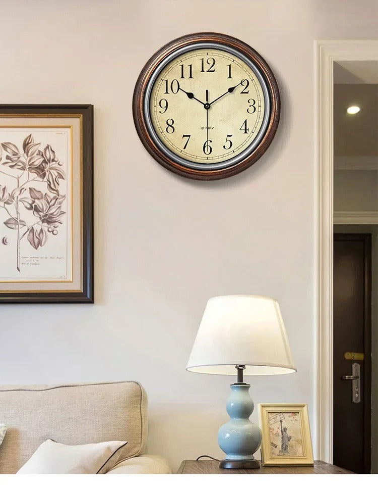 Houten Wandklok Klassiek Design Geruisloze Beweging