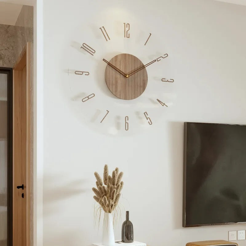 Houten Wandklok Modern Design voor Woonkamer