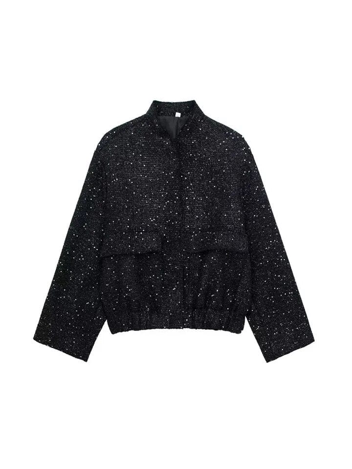 Glitter Bomberjack voor Vrouw met Glanzende Stof