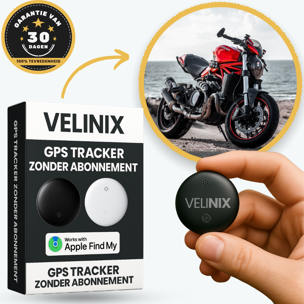 Velinix™ – GPS Tracker Fiets Zonder Abonnement, Compatibel met Android & iOS