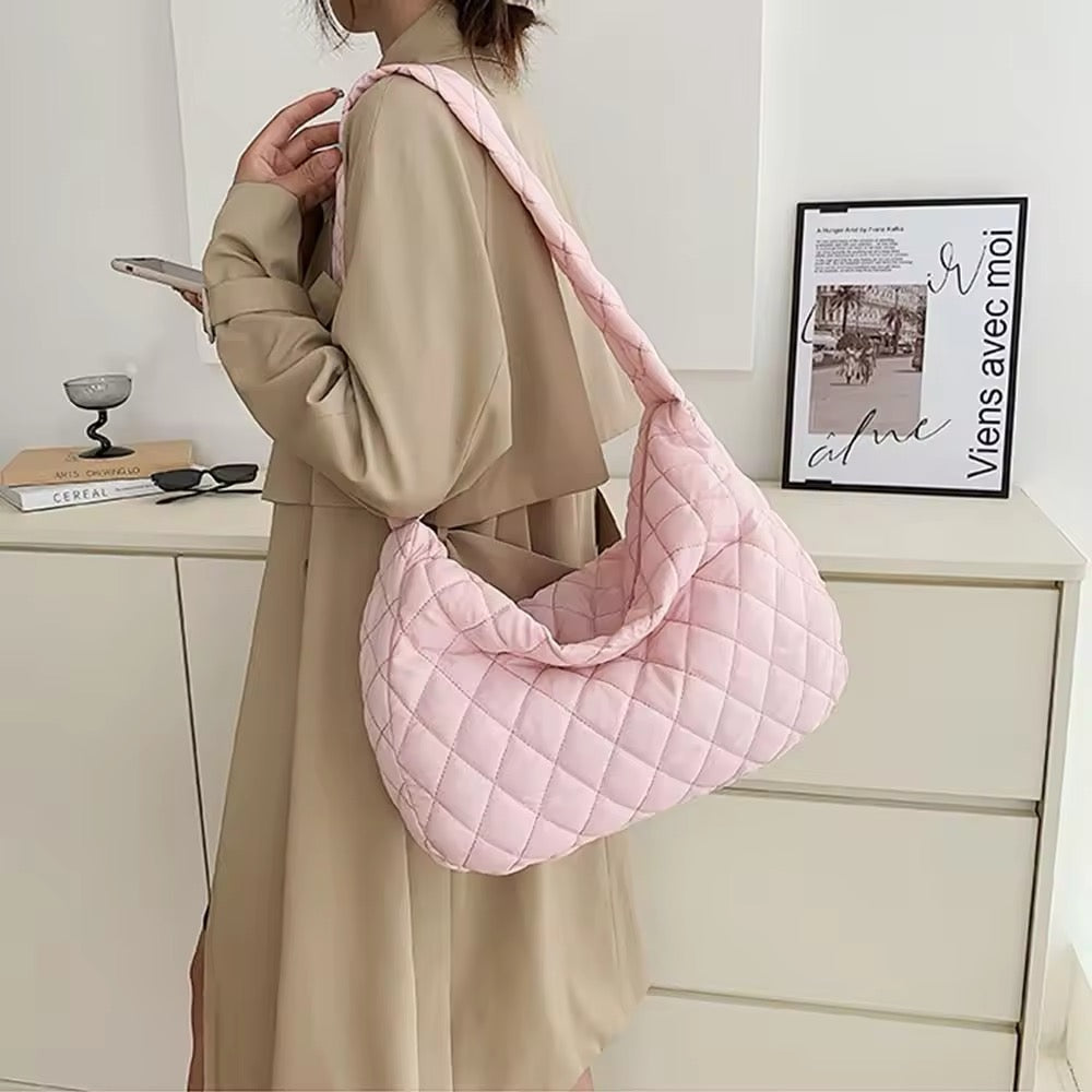 Grote Puffer Tote Schoudertas Gepolsterd Crossbody Model