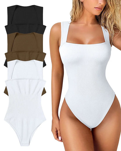 Chic Bodysuit Ribbel Ribbelpatroon Zelfverzekerd Maatkleding