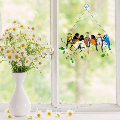 Kleurrijke Glas Vogel Suncatcher Gebrandschilderd