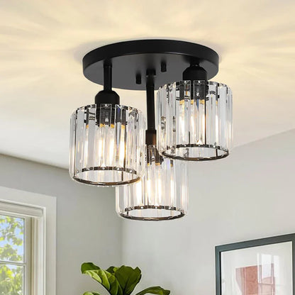 Plafondlamp Semi-Flush met Kristallen Modern Design voor Slaapkamer en Woonkamer - Velinix