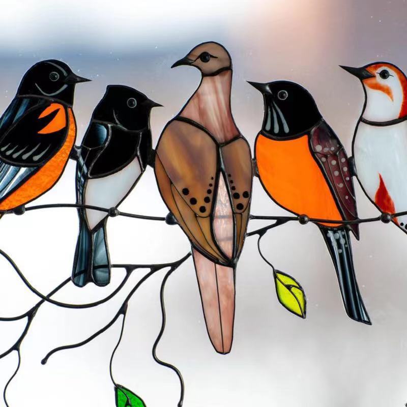 Kleurrijke Glas Vogel Suncatcher Gebrandschilderd